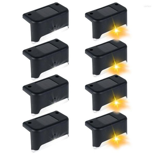 Decorazioni da giardino Solar Step Lights 4pcs Outdoor Deck LED Recinzione impermeabile Scala per ringhiera