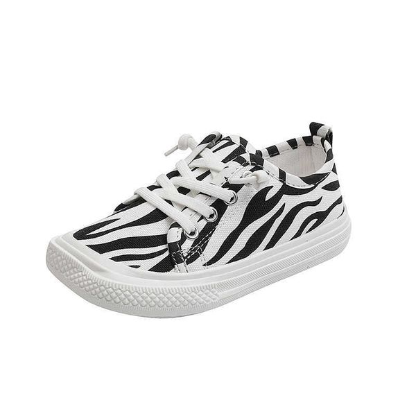 Tênis deslizam em crianças bebês tênis de tecido zebra padrão vender rua casual estilo infantil sapatos meninos meninos sapatos de tela g230217