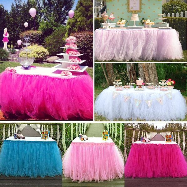 Tovaglia Tulle TUTU Gonna Stoviglie Festa di matrimonio Natale Baby Shower Decorazioni di compleanno