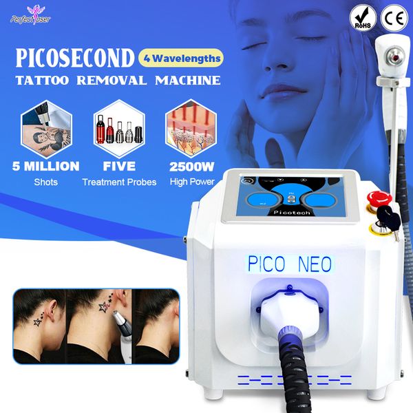 Pikosekunden-Laser-Tattoo-Pigmentbehandlung, Verjüngungswerkzeug, Hautpflegeausrüstung, Haarentfernungsmaschine, 5 Wellenlängen und Sonden