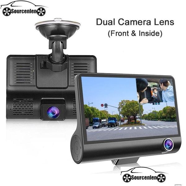 Auto Dvr Auto Dvrs In 1 Dvr 170 Grad 1080P HD Dashcam Dual Lens Dashcam Mit Rückfahrkamera Vorne Hinten Innen Videorecorder 4 Zoll Dhndx