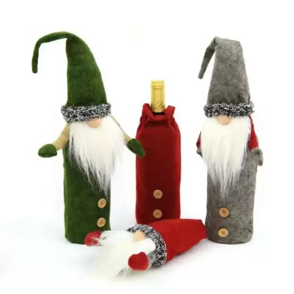 Gnomos de natal Capa de garrafa de vinho feita à mão sueco tomte gnomos Santa Claus Botty Toppers Bags Decorações de casa fy3436