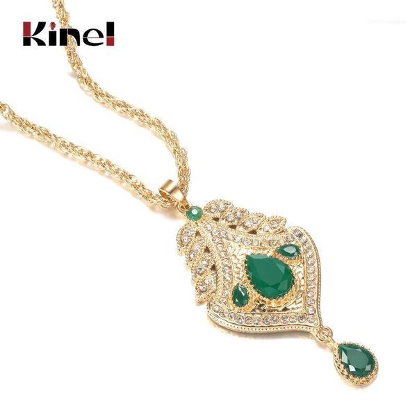 Ketten Kinel 2023 Hawaiian Gold Farbe Frauen Anhänger Halskette Hohl Metall Arabesque Blatt Lange Kette Ethnische Hochzeit Schmuck1