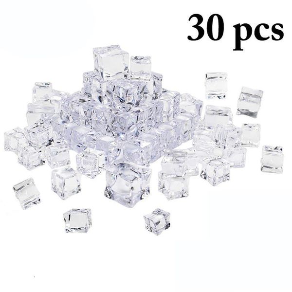 Diğer Etkinlik Partisi Malzemeleri 30mm 30pcs Yeniden Kullanılabilir Sahte Buz Küpleri Yapay Akrilik Kristal Küpler Düğün Partisi Dekor Viski İçecekleri Ekran Dosyaları 230217