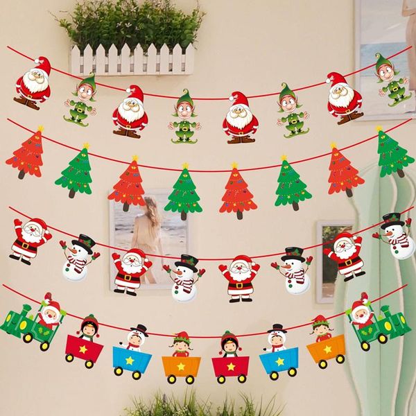 Украшение вечеринки 3M Рождественские баннеры бумажные висящие флаги Санта -Клаус снеговик олень Рождественские деревья Гирлянды веселые украшения для дома