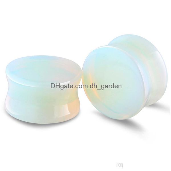 Plugs Tunnel Clear Opalite Stone Ear E Double Flared Earring Barella Expander Piercing Body Jewelry 100Pcs 512Mm Drop Dhgarden Dhxnv