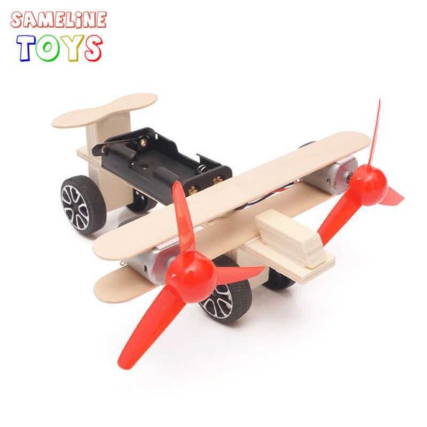 Holz elektrische Taxi Flugzeug STEM handgemachte Wissenschaft Experiment Kit physikalische Puzzle DIY Spielzeug für 7-14 Jahre Kinder