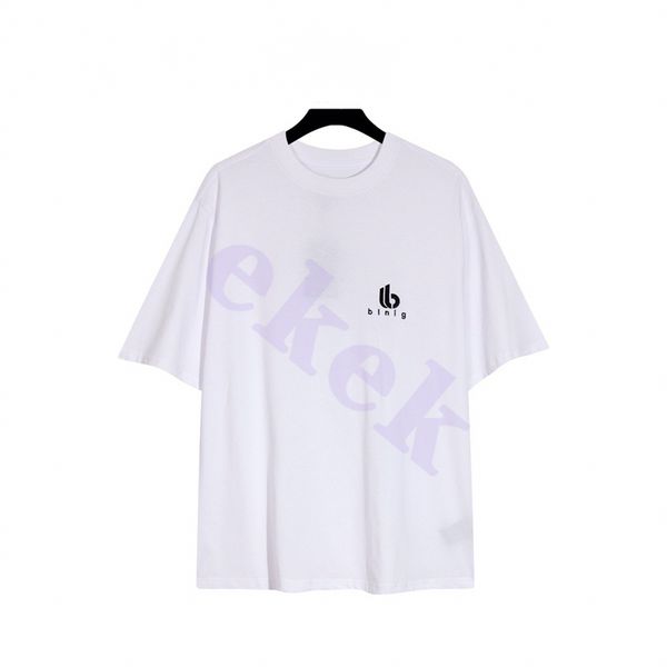 Marca de moda de luxo masculina letra de caracol bordado bordado de hip-hop de manga curta pesco￧o redondo ver￣o de camiseta solta top white asi￡tico size s-2xl