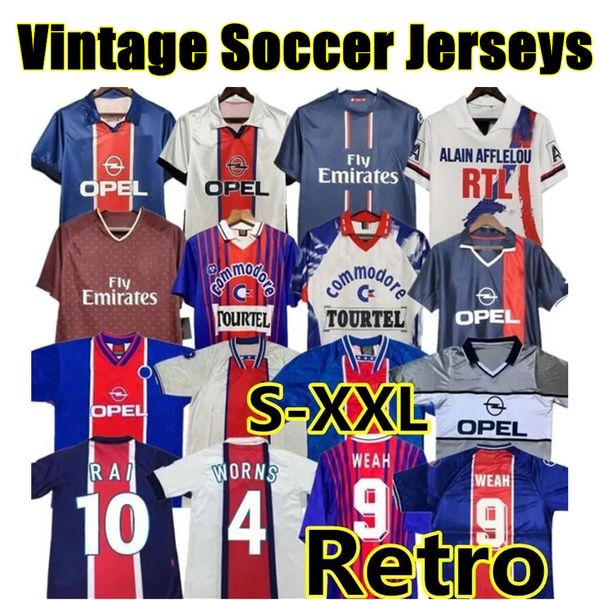 OKOCHA Retro MAGLIE DA CALCIO parigi 93 94 95 96 LEROY ADAILTON 98 99 00 01 02 03 90 92 classico RAI ANELKA Ibrahimovic RONALDINHO SIMONE LLACER Maglie da calcio PSGS WEAH