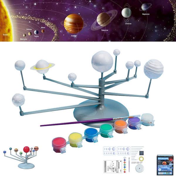 Giocattolo educativo da colorare per bambini, scienza e tecnologia, apprendimento del pianeta del sistema solare, assemblaggio didattico