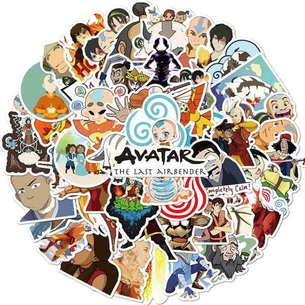 50pcs de desenho animado Avatar os ￺ltimos adesivos de dobrador de ar para laptop Bagagem Phone Skateboard Fruit ￠ prova d'￡gua Toys de adesivo