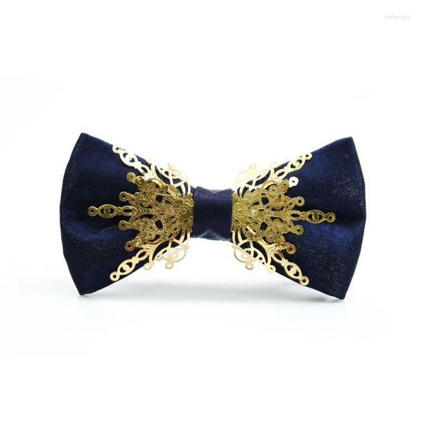 Fliege Hohe Qualität 2023 Mode Herren Bowties Designer Marke Gold Metall Intarsien Vintage Gothic Britischen Pailletten Für Männer