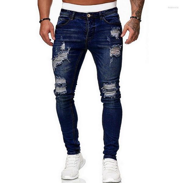 Calça de jeans masculina calça de moletom sexy calça casual verão outono masculino rasgado calças skinny slim motociclista Outwears 2023 drak22