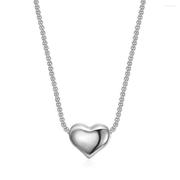 Collane con ciondolo Moda Minimalista Liscia Piccola collana a forma di cuore Charm carino in acciaio inossidabile per gioielli da donna