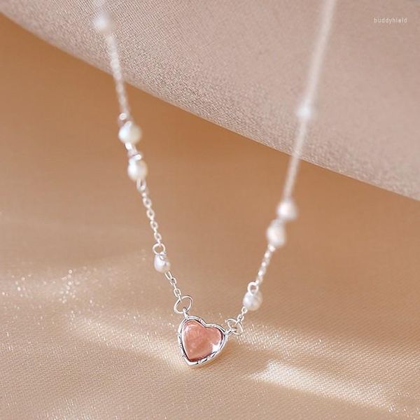 Collane con ciondolo Fashio Opal Love Heart Charm Collana di perle di perle rotonde per le donne Ragazze Dichiarazione di nozze Gioielli per feste Choker Dz503