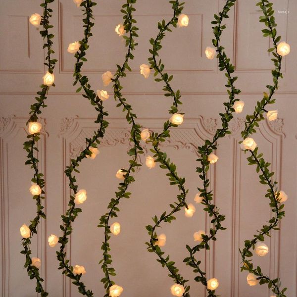 Fiori decorativi 3/Meter Led Artificiale Rose Flower String Lights Centrotavola per matrimoni Decorazioni Home Decor Incandescente Pianta finta Vite con