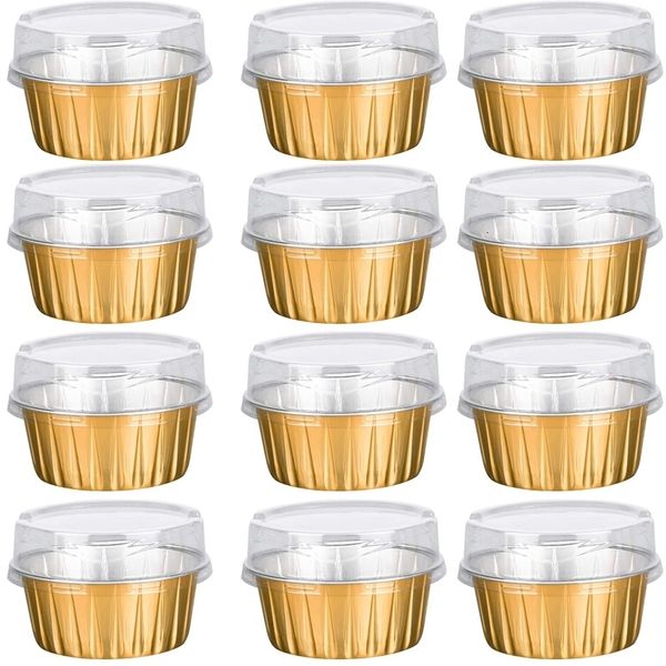 Выпечка плесени десертные чашки с крышками Золотая алюминиевая фольга для выпечки чашки для выпечки кексы