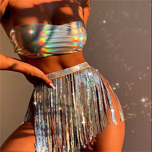 2023 Summer Women Designer Costumi da bagno Bikini sexy Set Vita alta Gonna con nappe Costume da bagno Metallico Bikini a tre pezzi Beachwear