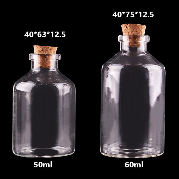 Depolama Şişeleri Kavanozlar 20pcs 50ml 60ml küçük cam şişeler Cork stopper boş baharat şişeleri kavanozlar hediye el sanatları şişeleri 230217