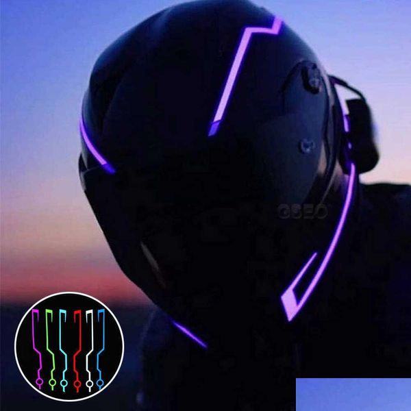 Dhuvz Auto DVR Anderes Motorradzubehör Helmlicht Reitsignal EL-Streifen Blinkendes langlebiges Kit Bar DIY LED-Reflektor Kaltfilm EIN Paar D