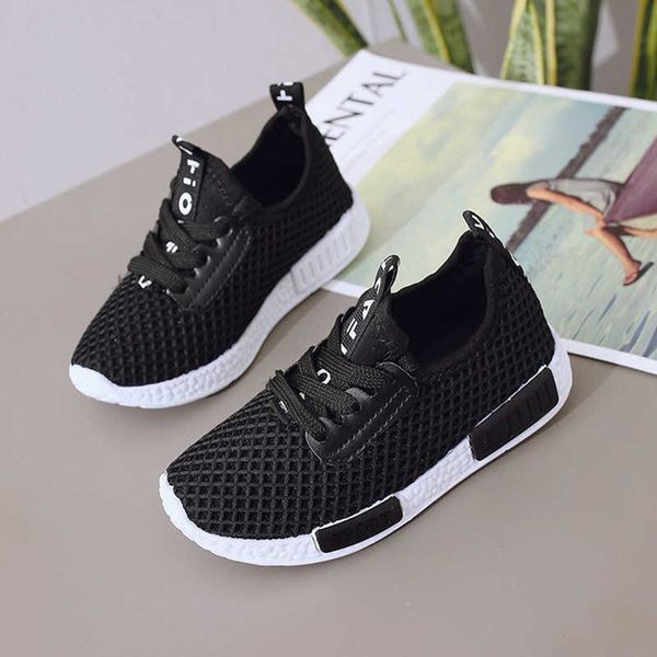 Sneakers Summer Mesh Scarpe sportive Bambini Running Sneakers Leggere traspiranti Ragazze Ragazzi Scarpe casual 1-12 anni Scarpe piatte moda Nero G230217