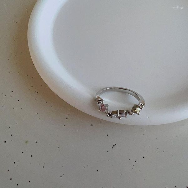 Eheringe Modedesign Quadratisch Rund CZ Kristall Silber Farbe Für Frauen Handgemachte Geometrie Fingerring Weibliche Schmuck Geschenke