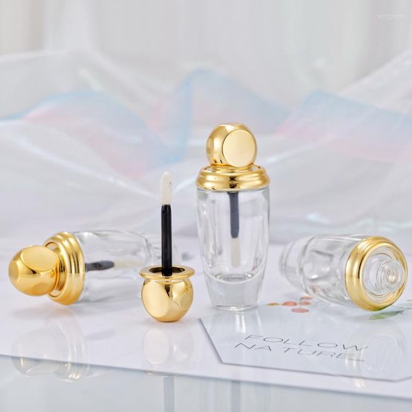 Bottiglie di stoccaggio Tubi per lucidalabbra vuoti oro all'ingrosso Contenitori per lucidalabbra Confezione cosmetica trasparente in vetro da 10 ml