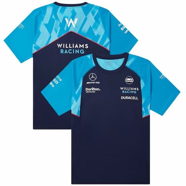 Maglia da allenamento Williams Racing 2023 Team 2023 F1 Team Formula One t Shirt Maglia da allenamento Williams Racing da uomo Williams Racing 2023 Team Media Polo - Navy