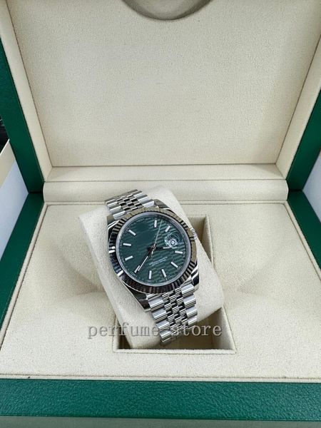 Relógio de Pulso Automático de Luxo 2023 QC MARCA DATEJUST 41 126334 18K W Moldura Canelada Ouro Verde Menta no site oficial