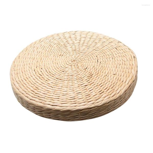 Cuscino sedile imbottito tappetino Zen fatto a mano erba beige mobili da pavimento 40 6 cm sala da pranzo giardino esterno intreccio di paglia rotondo