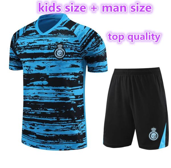 22 23 Al Nassr FC tuta da allenamento manica corta per bambini tute da calcio maglie Ronaldo 2022 2023 CR7 Gonzalo Talisca TUTA da calcio Set di pantaloncini KIT