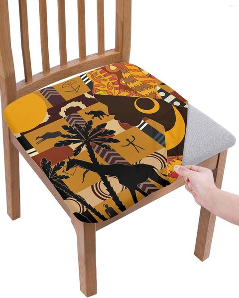 Tampa a cadeira Africana Mulher Feminina Elefante Giraffe Elastic Seat Cover para Slipcovers Sala de jantar Protetor Stretch