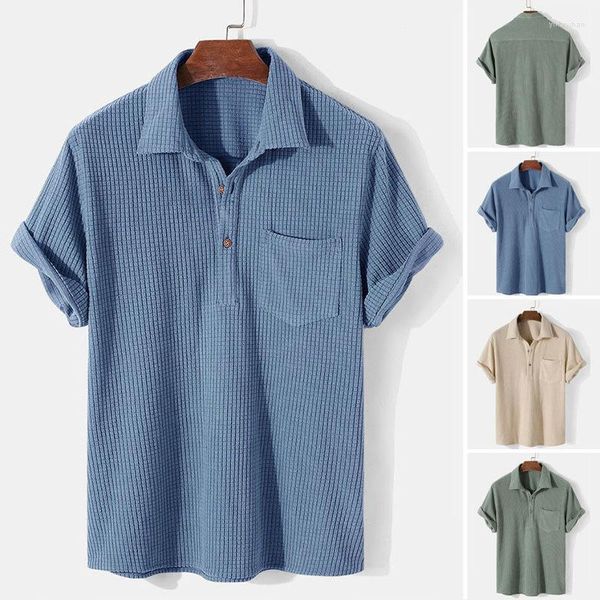 Camisetas masculinas do sudeste da Ásia Homens de lazer solto camiseta curta camiseta masculina de verão camisa polo casual com bolso de algodão confortável para