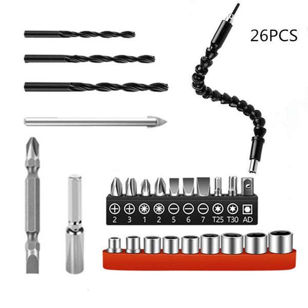 Professionelle Bohrer-Bits, Innensechskant-Steckschlüssel, Elektro-Schraubendreher-Kopf-Set, flexible Verlängerungswelle, Handwerkzeug-Set, Akku-Bit