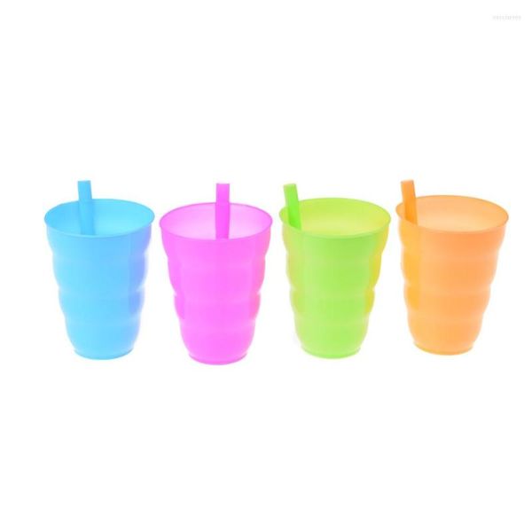 Tassen Untertassen 4 teile/los Kinder Kinder Infant Baby Sip Tasse mit Gebaut In Stroh Becher Trinken Hause Farben