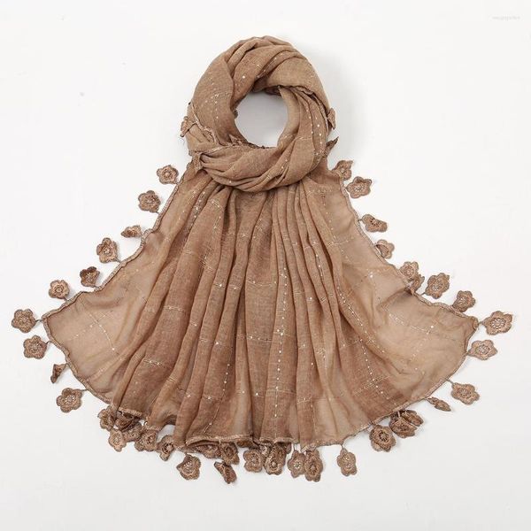 Roupas étnicas Espanha Moda de algodão Hijab Flower Tassel Viscose Shawl Sconef Mulher impressão pashmina embrulhe lenços femininos bufandas muçulmana