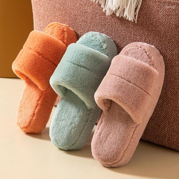 Pantofole Invernali Antiscivolo Cotone Design Donna Fluffy Divertente Caldo Peluche Scivoli da donna Scarpe da camera da letto per interni Piattaforma Infradito