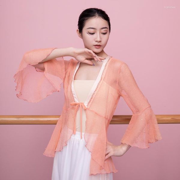 Stage Wear Fairy Hanfu Women Women Chinese Dance Tops Performance Costume Folk Roupet Classical Dancewear Chiffon Festival Clothing JL3695