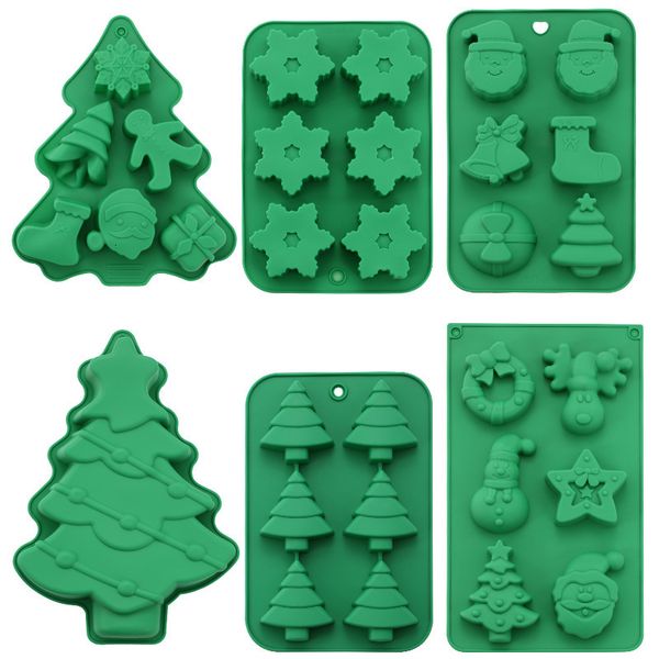 Stampi da forno Stampo in silicone Bakeware Stampo per dolci per uso alimentare Alberi di Natale Pupazzo di neve Regali Stampo per dolci al cioccolato fai-da-te Accessori per la decorazione di torte 230217