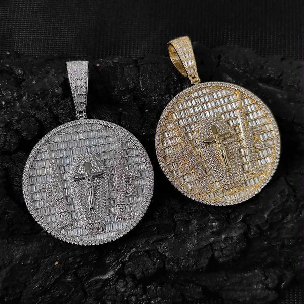 Хип -хоп Иисус перекрестный рисунок ожерелье колье, религиозные ювелирные украшения Cz