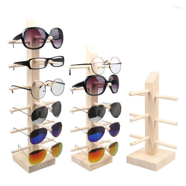 Sacchetti per gioielli 6 paia di barre in legno Espositore per occhiali da sole Porta occhiali Porta occhiali Eyeweawr Custodia per occhiali Custodie per occhiali