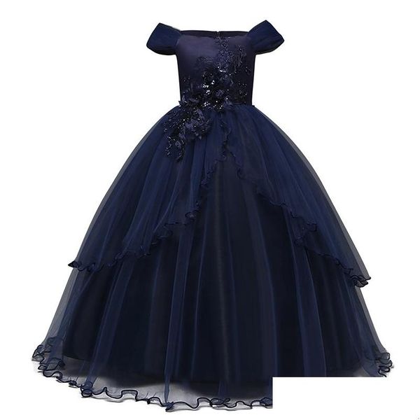 Автомобиль DVR Girl's Dress's Elegant Dress Evening Ball Gown Дети принцесса первое причастие подросток черный капля доставка детская ткань Dhobc Dhobc