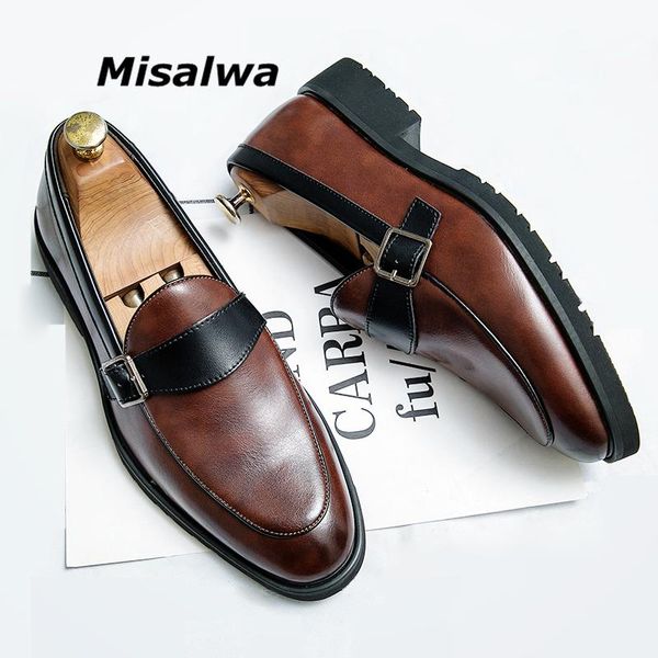 Kleidschuhe Misalwa Gentleman Flats Slip On Britische Herren-Loafer Apricot Brown Casual Formal Drop