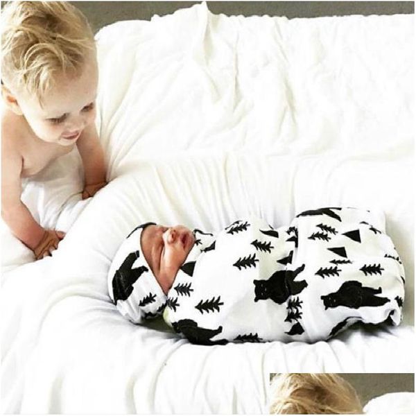 Auto DVR Decken wickeln neue 11 Farbe niedliche Baumwollbabyh￼lsen mit Hut 2pcs Set Swaddle Sack Neugeborenen Pographie Wrap Drop dhkuj