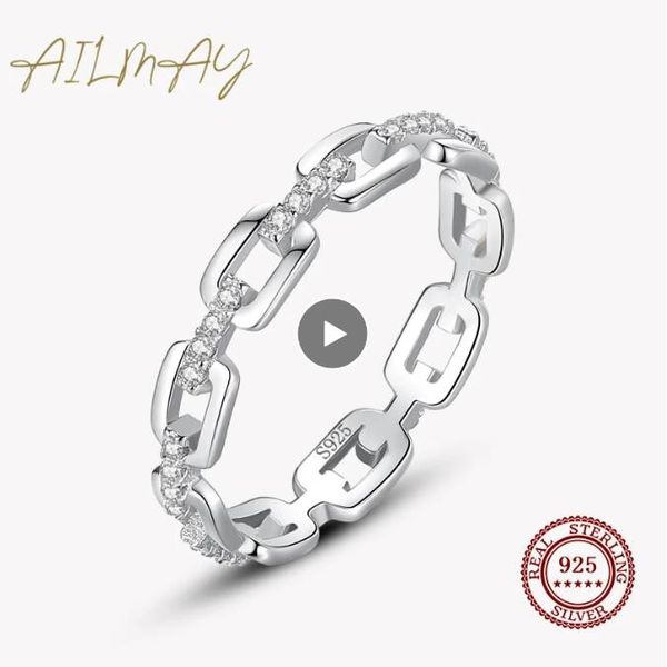 100% 925 Sterling Silber Ringe Einfache Cadena Hueca Stapelbar Charme Fingerring Für Frauen Mädchen Party Zubehör Schmuck