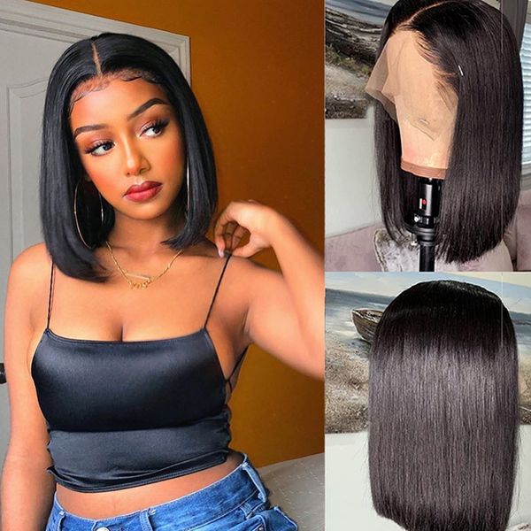 Diğer Moda Aksesuarları Bob Wig Dantel Ön İnsan Saç Perukları Kadınlar İçin Kısa Peruklar İnsan Saç Kapanış Peruk Kemik Düz HD Dantel Frontal Peruk