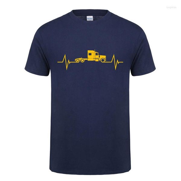 Camisetas de camisetas masculinas Motorista de caminhão Homem de verão Moda curta Cotton Cotton O pescoço cardíaco de roupas de camiseta Tops Tee OT-897