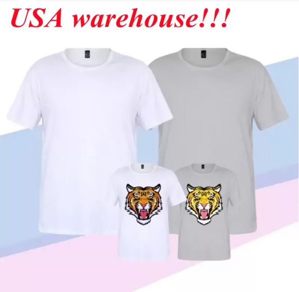 DHL sublimação em branco camiseta camisa de transferência de calor branco cor cinza poliéster shorts manga tripulação pescoço roupas bb0218