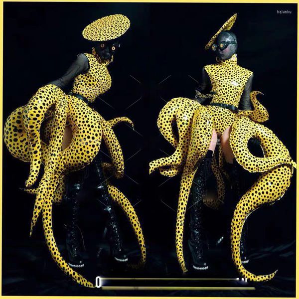 Stage Wear Octopus Costume Show Bar GOGO Ocean Series Yellow Polka Dot Playground Sea World Cruiser