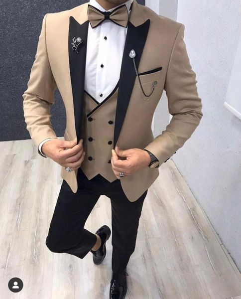 Tuxedos de casamento de trajes masculinos para trajes de noivo Homme Slim Fit Men 2023 Set Navy Blue Vest Blazer Terno Masculino 3 Peças